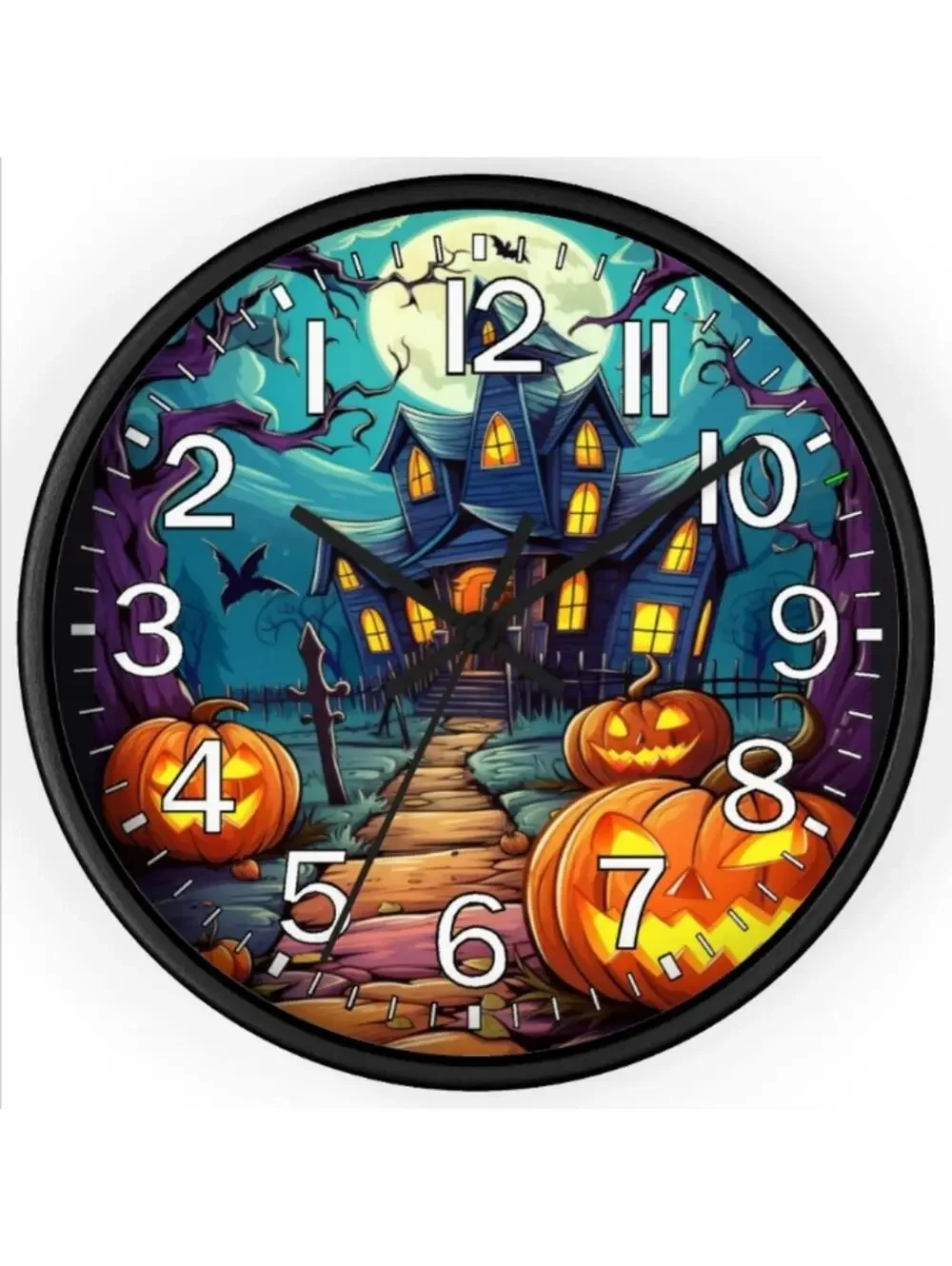 REVERSE TICKING CLOCK  Halloween Glow In The Dark Wall Clock New!